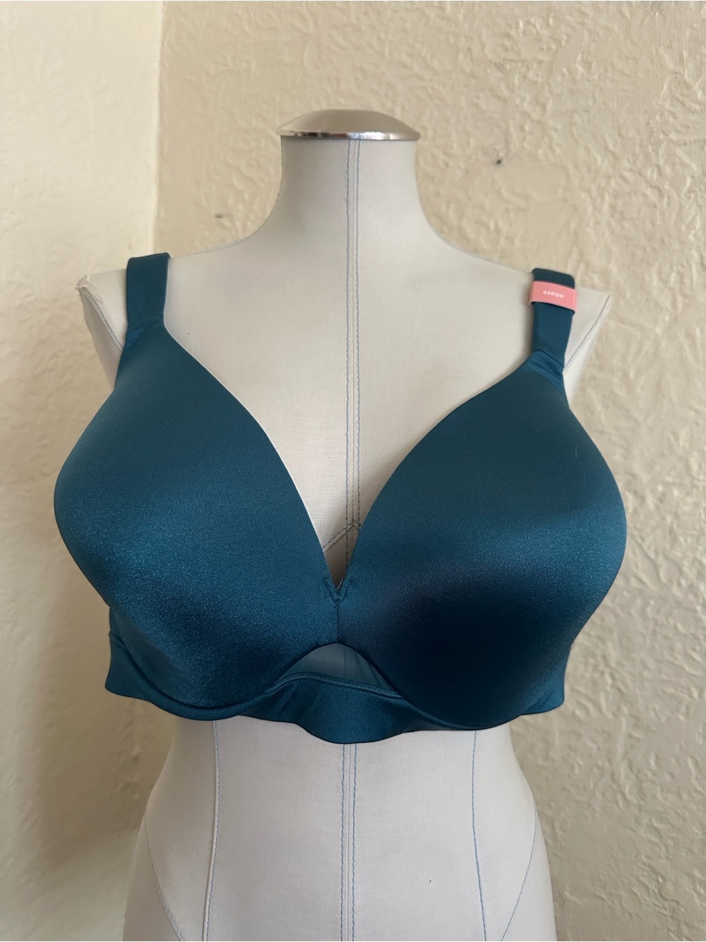Cacique Lane Bryant Shimmering Teal Blue Lightly Lined Plunge Cooling Mesh Bra